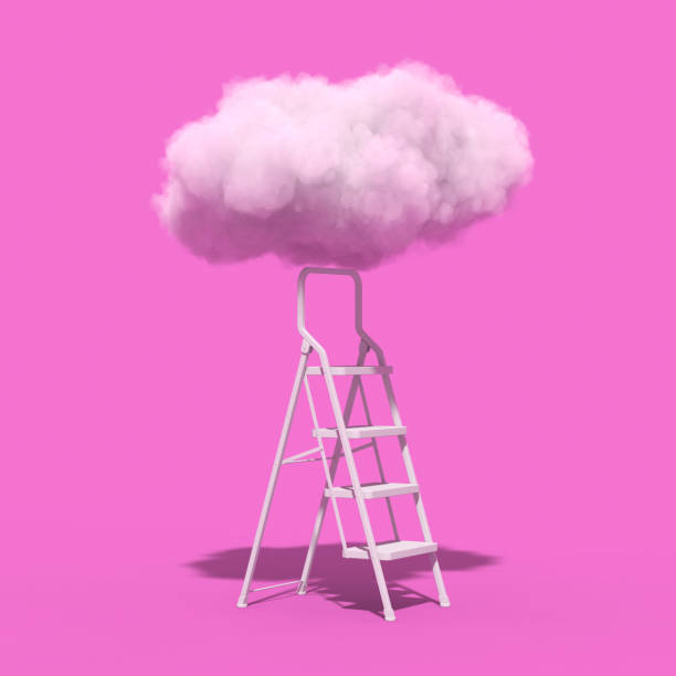 istock Success Concept. Stepladder Leading to the Fluffy Clouds. 3d Rendering 1344096553