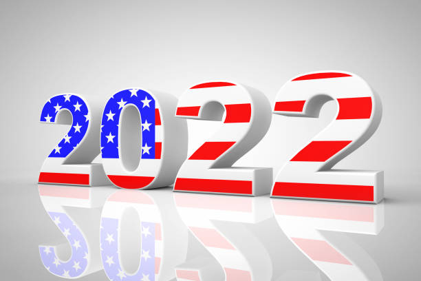 istock New Year 2022 Sign as USA Flag. 3d Rendering 1344096702