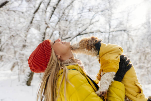 istock Snowy day with my little dog 1344097131