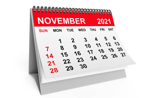 istock Calendar November 2021. 3d rendering 1344097179