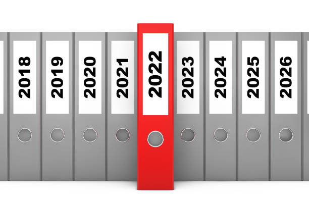 istock Office Folders with New Year 2022 Sign. 3d Rendering 1344097850