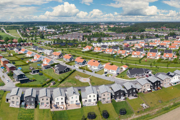 istock Large residential district with various types of houses 1344097995