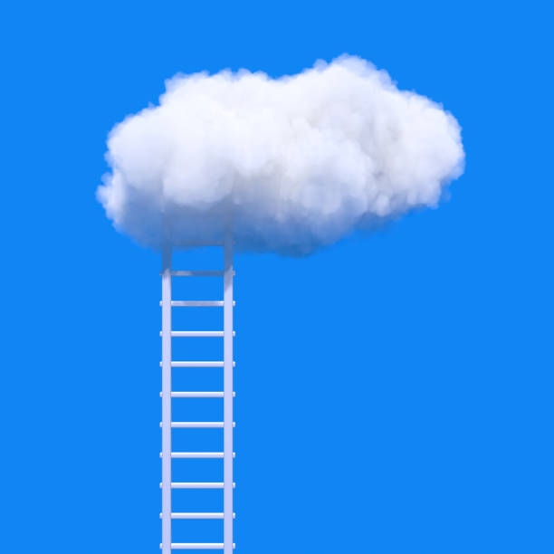 istock Success Concept. Stepladder Leading to the Fluffy Clouds. 3d Rendering 1344098276