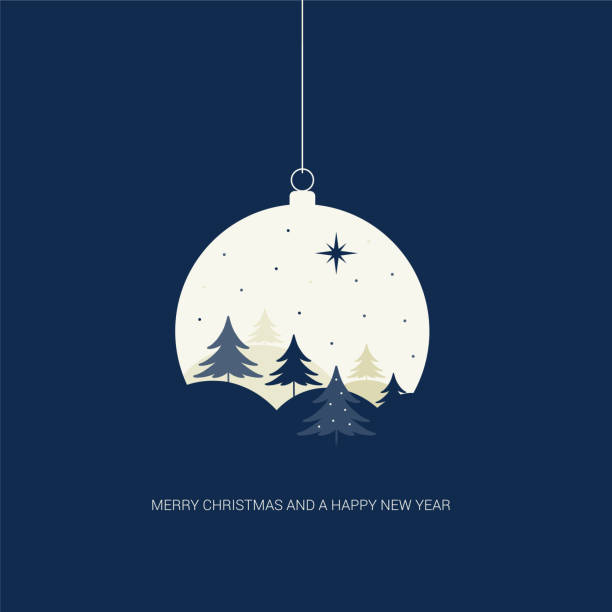 kartka świąteczna double exposure - okrągłe wiszące ozdoby - christmas card stock illustrations