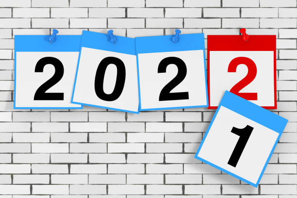 istock New 2022 Year Start Concept. Calendar Sheets with 2022 New Year Sign. 3d Rendering 1344099556
