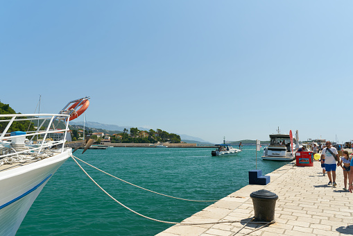 Rab, Croatia – August 08, 2021: in the harbor of the town of Rab on the island of the same name on the Adriatic Sea in Croatia