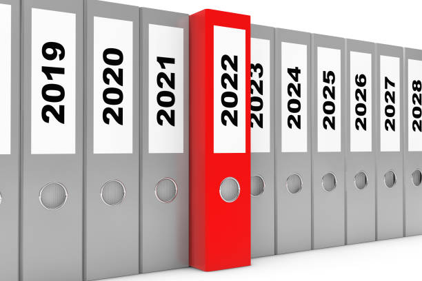 istock Office Folders with New Year 2022 Sign. 3d Rendering 1344102406