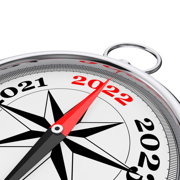 istock Direction to New 2022 Year Conceptual Compass Closeup. 3d Rendering 1344103509