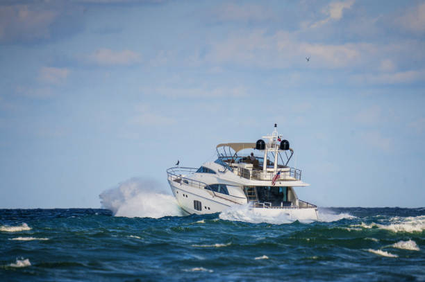 Yatch navigating to open sea in Miami Florida