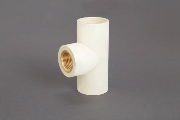 istock UPVC  CPVC Fittings for polypropylene pipes. Elements for pipelines. plastic piping elements. They are designed for connecting pipes. Concept sale of polypropylene fittings. 1344109723
