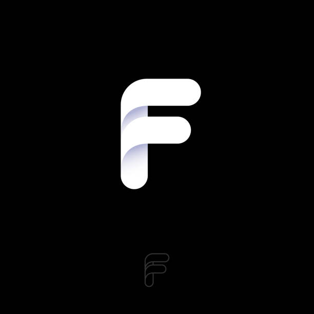 illustrazioni stock, clip art, cartoni animati e icone di tendenza di lettera f. il monogramma bianco f è costituito da diversi elementi geometrici con ombra. - letter f immagine