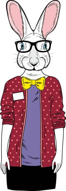 urocza dziewczyna królik z ludzkim ciałem w ubraniach. - 4719 stock illustrations