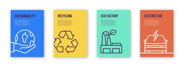 Vector illustration of Ecology and Environment Concept Template Layout Design. Modern Brochure, Book Cover, Flyer, Poster Design Template