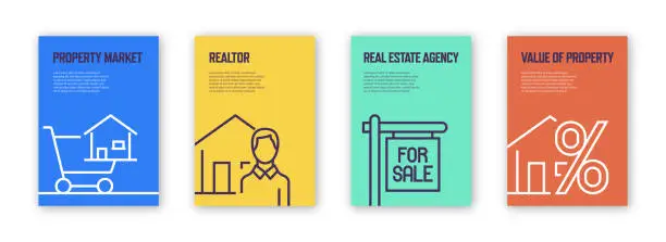 Vector illustration of Real Estate Concept Template Layout Design. Modern Brochure, Book Cover, Flyer, Poster Design Template