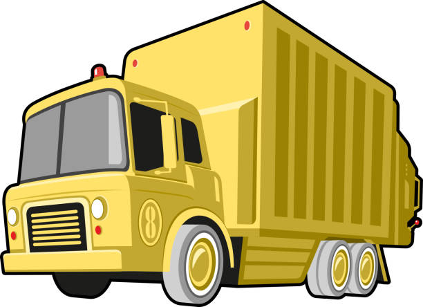 Easy editable vintage 
garbage truck vector illustration.