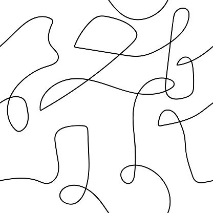 Simple hand drawn continuous line doodle. Seamless pattern. EPS10 vector illustration.