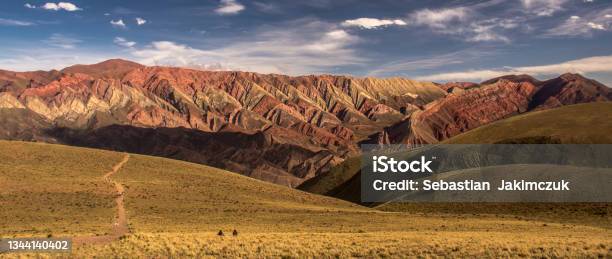 Panoramic Ultrawide View Of The 14 Colours Mountains Also Called Hornocal In Jujuy Province Argentina Stock Photo - Download Image Now