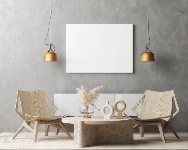 istock Mockup poster, living room loft interior, Scandinavian style. 1344141602