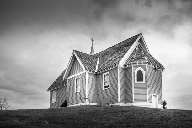 istock Old wood church in Big Valley, Alberta 1344143621