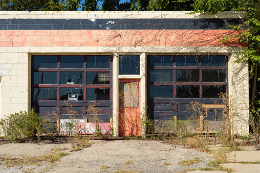 Old abandoned garage in small Midwest city.