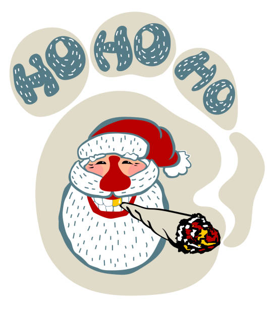 santa smoke kerl. ho-ho-ho! - human joint illustrations stock-grafiken, -clipart, -cartoons und -symbole