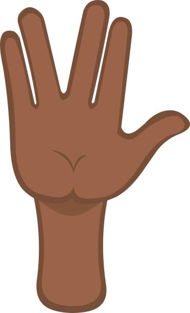 Vector emoticon illustration of a brown cartoon  hand making vulcano´s greeting like Spock Vector emoticon illustration of a brown cartoon  hand making vulcano´s greeting like Spock vulcan salute stock illustrations