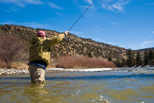 istock Man Fly Fishing in River 134416361