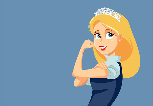 Strong Feminist Princess Vector Cartoon Illustration