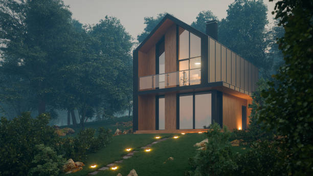 istock A House In The Forest In The Evening 1344169594