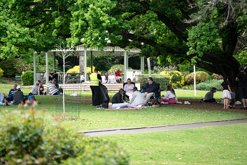 Sydney, Australia, September 18, 2021- Lots of Families having a rest in the fresh air on  the weekend at Wahroonga Public Park during the second COVID-19 lockdown in NSW