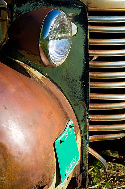 istock Old Rusty Car Bumper and License Plate Detail 134417503