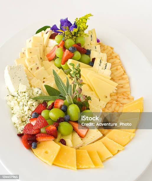 Gourmet Cheese And Fruit Tray Stock Photo - Download Image Now - Cheese, Tray, Appetizer