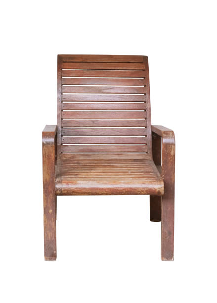 Old brown wood chair isolated on white background ,  clipping path
