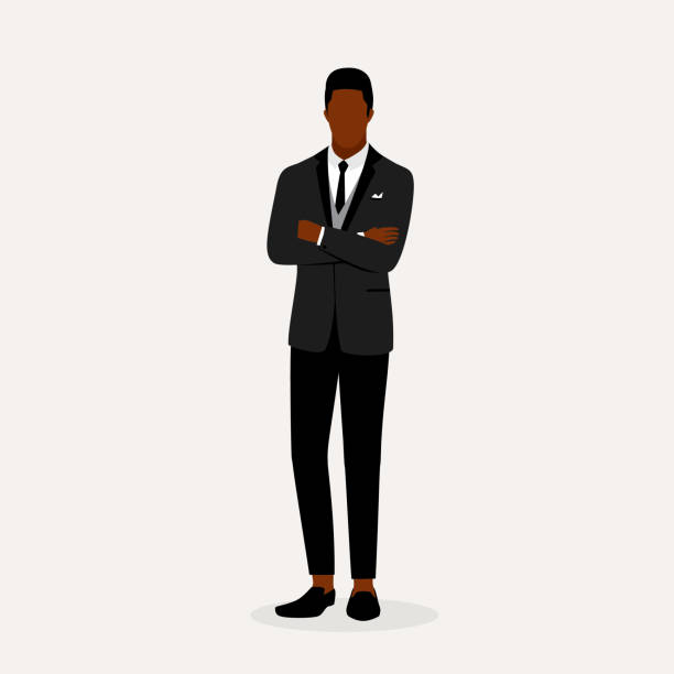 スタイリッシュな黒人ビジネスマンの肖像。 - manager wealth men business点のイラスト素材／クリップアート素材／マンガ素材／アイコン素材