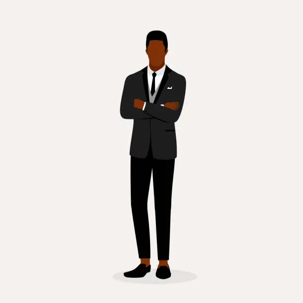 Vector illustration of Portrait Of Stylish Black Businessman.