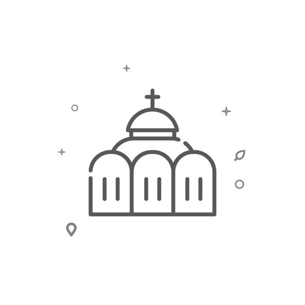 Orthodox church simple vector line icon. Building symbol, pictogram, sign isolated on white background. Editable stroke Orthodox church simple vector line icon. Building symbol, pictogram, sign isolated on white background. Editable stroke. Adjust line weight. byzantine icon stock illustrations