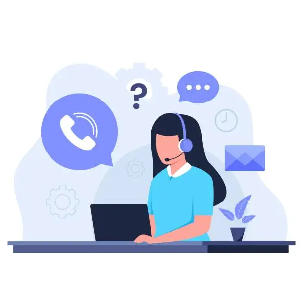 Vector illustration of Flat design of customer support concept