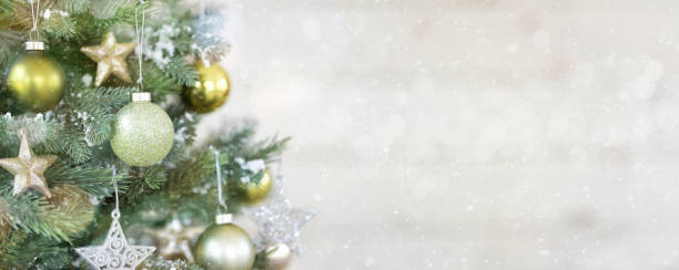 istock Christmas Tree Decoraged in Green on a White Background 1344190895