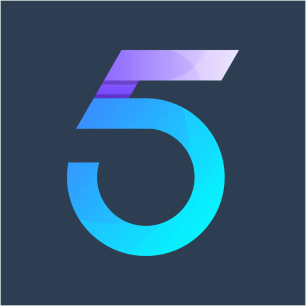 numer 5 kolorowy szablon projektu logo - five people stock illustrations