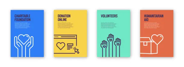 Vector illustration of Charity and Donation Concept Template Layout Design. Modern Brochure, Book Cover, Flyer, Poster Design Template