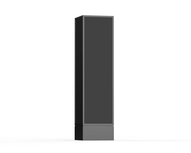 istock LED city light stand mockup template, acrylic information show electronic display floor stand for branding, 3d illustration 1344198898