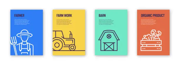 Vector illustration of Farming and Agriculture Concept Template Layout Design. Modern Brochure, Book Cover, Flyer, Poster Design Template