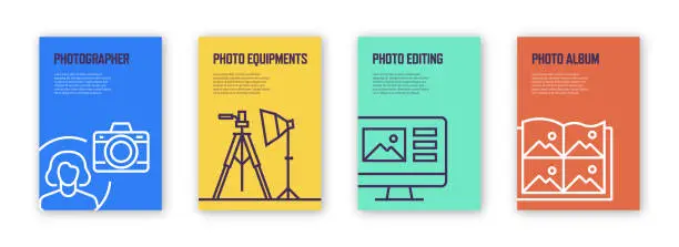 Vector illustration of Photography Concept Template Layout Design. Modern Brochure, Book Cover, Flyer, Poster Design Template