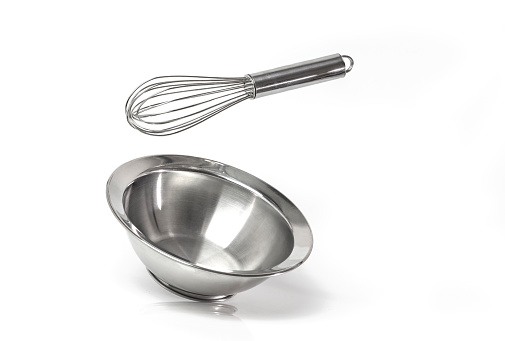 Isolate aluminum kitchen utensil whisk and bowl
