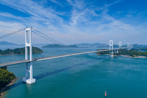 Kurushima Bridges in Seto Inland Sea, Japan