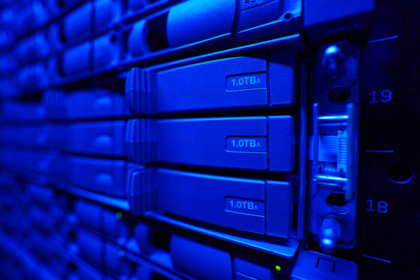 istock Hard drives running in the data center 1344206959