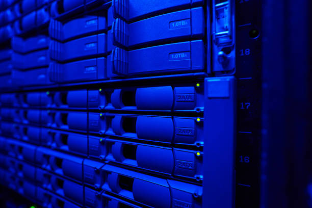istock Server room having a lot of hard drives 1344207121