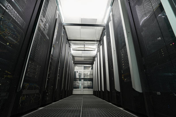istock Aisle of server room in data center 1344208956