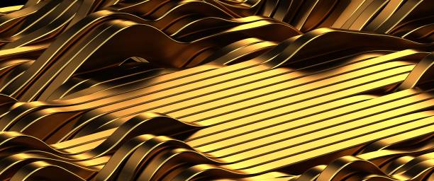 istock Golden Modern Striped Background - 3D Illustration 1344211084