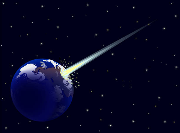 혜성은 지구 벡터를 명중 - asteroid stock illustrations